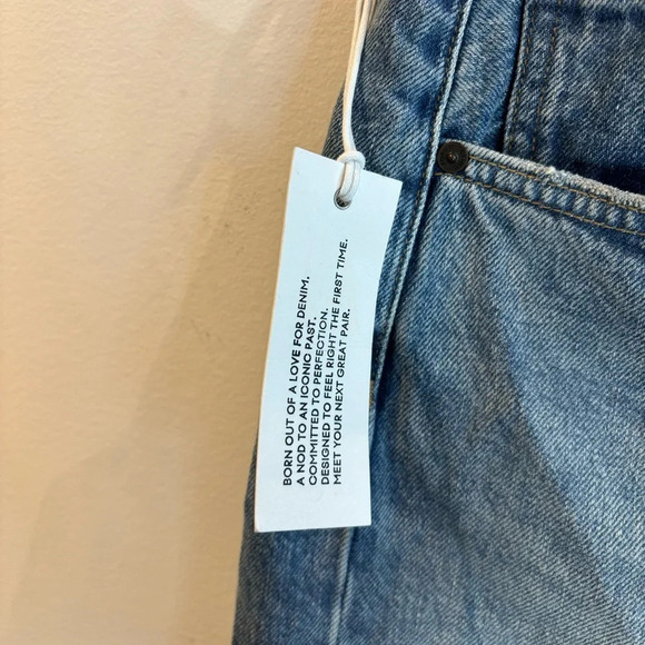 DENIM FORUM Sz 30 The Joni Mid Thigh Button Fly Picture this Blue Shorts NEW - Picture 5 of 14